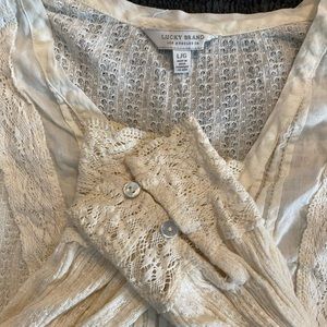 Lucky brand cotton and lace blouse. Very soft and boho in style.